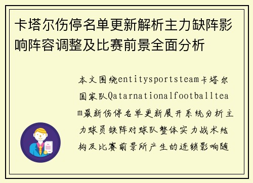 卡塔尔伤停名单更新解析主力缺阵影响阵容调整及比赛前景全面分析